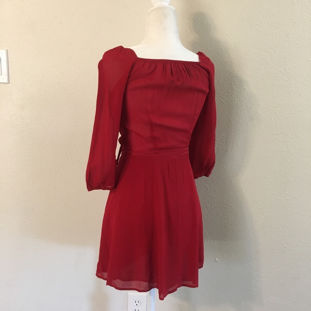REFORMATION XS S red wrap mini dress Eveleigh - Picture 6 of 6